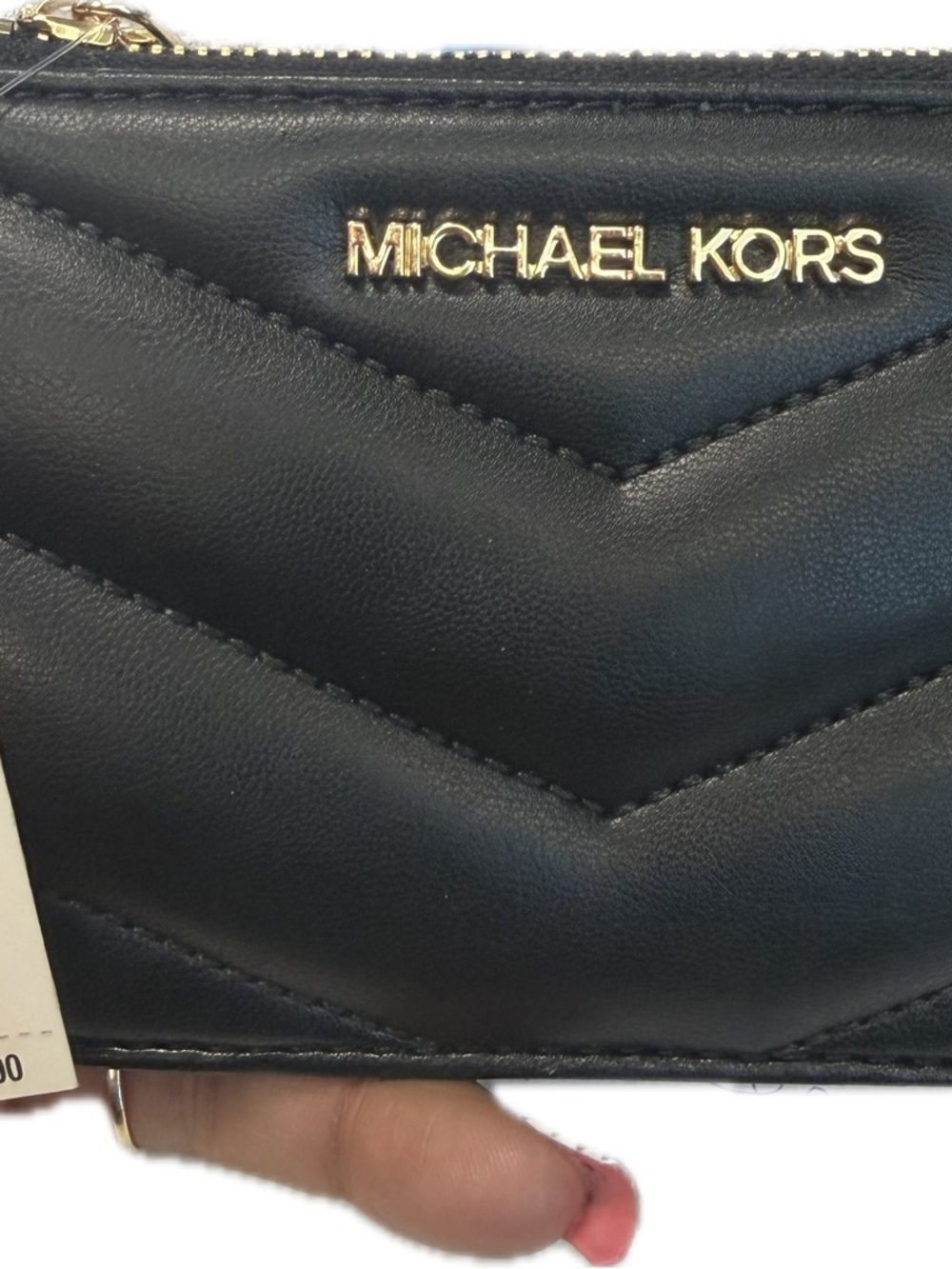 Michael Kors Black Leather Card Holder with Gold Accent